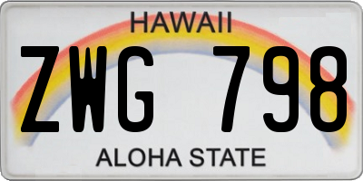 HI license plate ZWG798