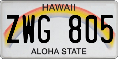 HI license plate ZWG805