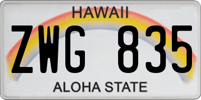 HI license plate ZWG835