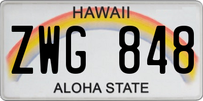 HI license plate ZWG848