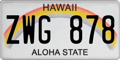 HI license plate ZWG878