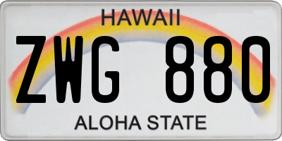 HI license plate ZWG880