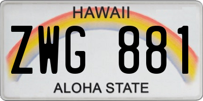 HI license plate ZWG881