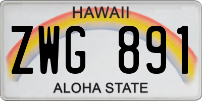 HI license plate ZWG891