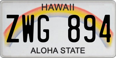 HI license plate ZWG894
