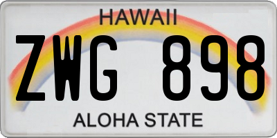 HI license plate ZWG898