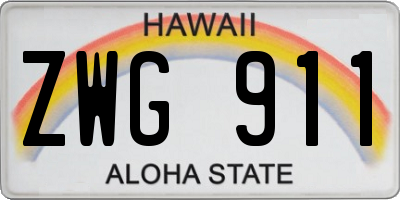 HI license plate ZWG911
