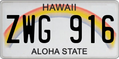 HI license plate ZWG916