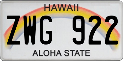 HI license plate ZWG922