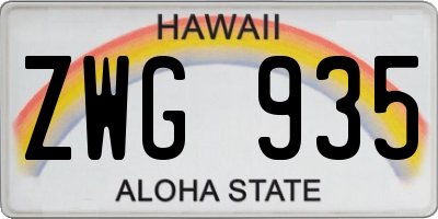 HI license plate ZWG935