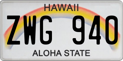 HI license plate ZWG940