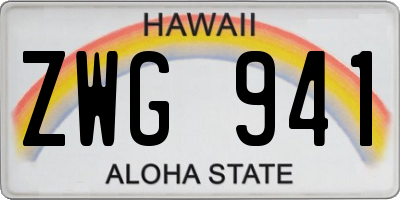 HI license plate ZWG941
