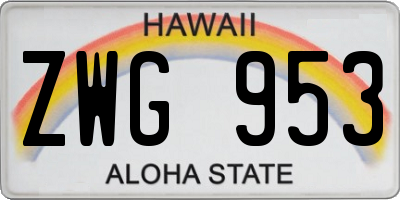 HI license plate ZWG953