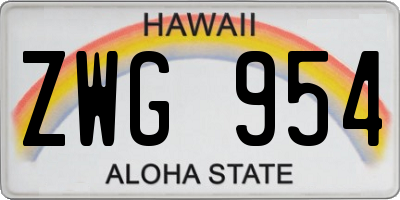 HI license plate ZWG954