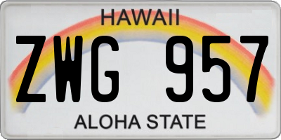 HI license plate ZWG957
