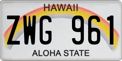 HI license plate ZWG961
