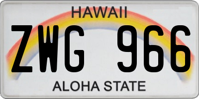 HI license plate ZWG966