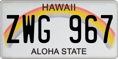 HI license plate ZWG967