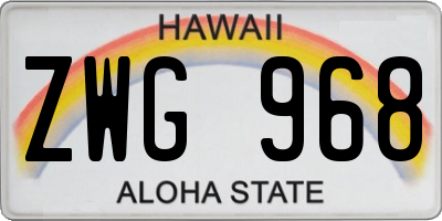 HI license plate ZWG968