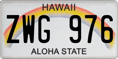 HI license plate ZWG976