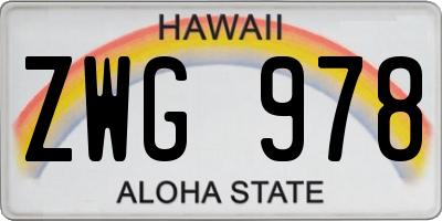 HI license plate ZWG978