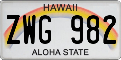 HI license plate ZWG982