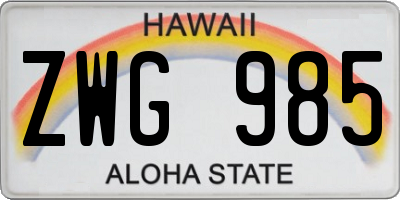 HI license plate ZWG985