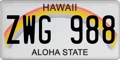 HI license plate ZWG988