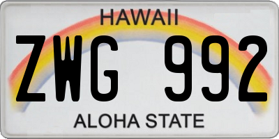 HI license plate ZWG992