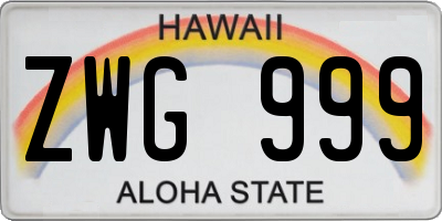 HI license plate ZWG999