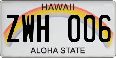 HI license plate ZWH006