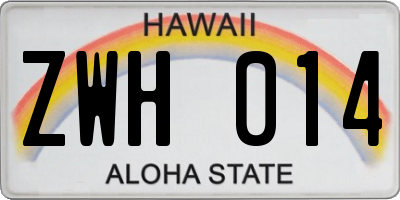 HI license plate ZWH014