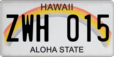 HI license plate ZWH015