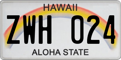 HI license plate ZWH024