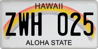 HI license plate ZWH025
