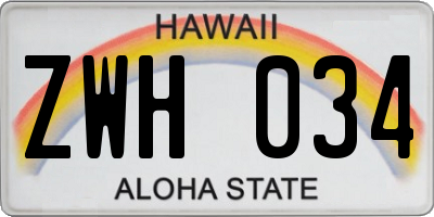HI license plate ZWH034