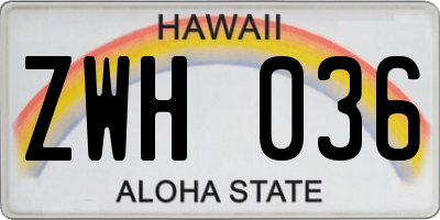 HI license plate ZWH036