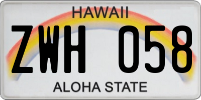 HI license plate ZWH058