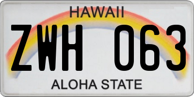 HI license plate ZWH063