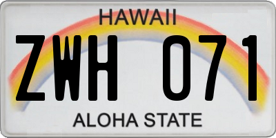 HI license plate ZWH071