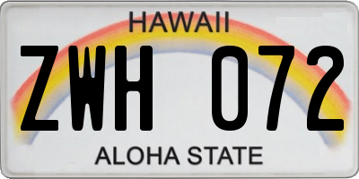 HI license plate ZWH072