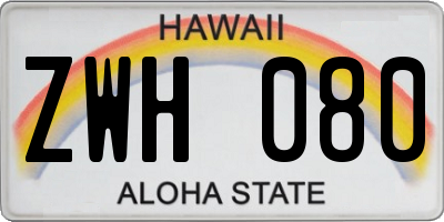 HI license plate ZWH080