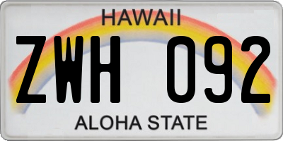 HI license plate ZWH092