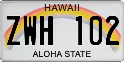 HI license plate ZWH102