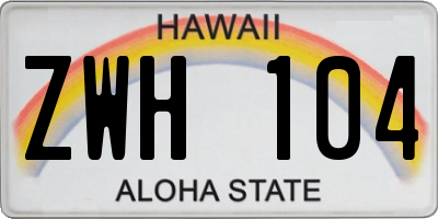 HI license plate ZWH104