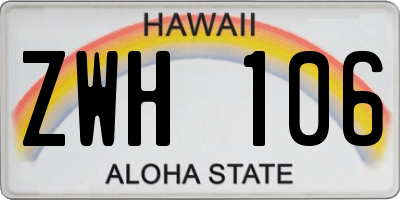 HI license plate ZWH106