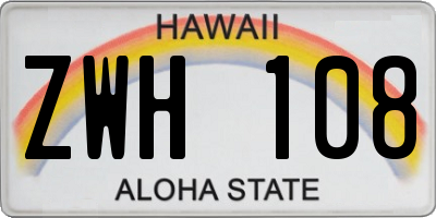 HI license plate ZWH108