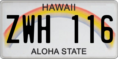HI license plate ZWH116