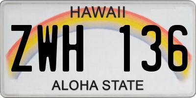 HI license plate ZWH136