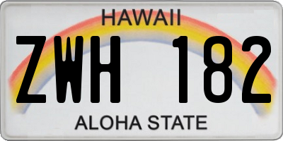 HI license plate ZWH182